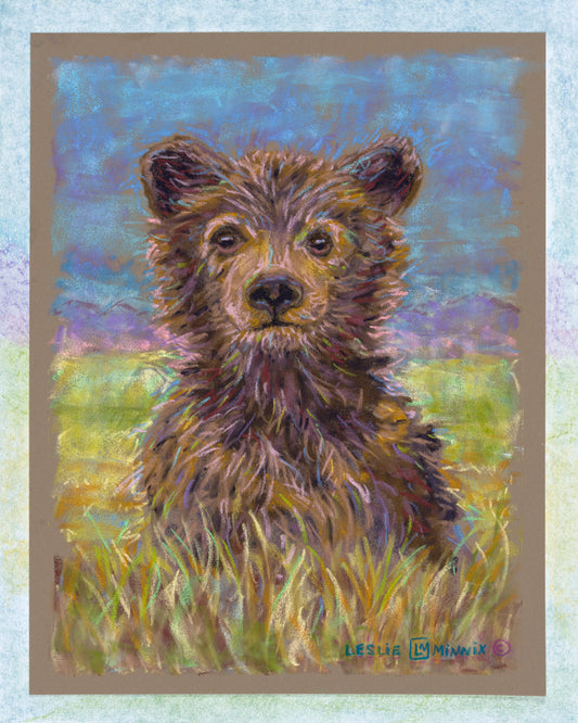 *SOLD* ORIGINAL: Pastel "What's Up Cub", 8" x 10" Artist: Leslie Minnix